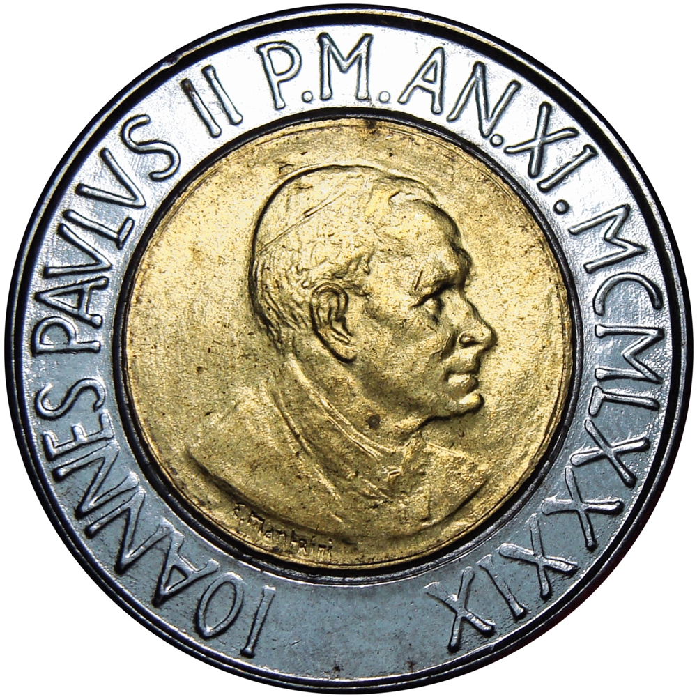 Moneda Vaticano 500 Liras 1989 Estuche presentación Juan Pablo II  - Numisfila