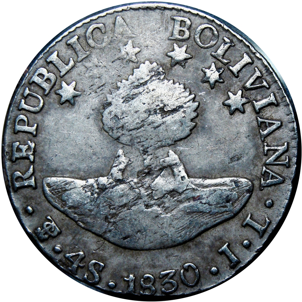 Moneda de Plata Bolivia Potosí 4 Soles 1830 Potosí JL  - Numisfila