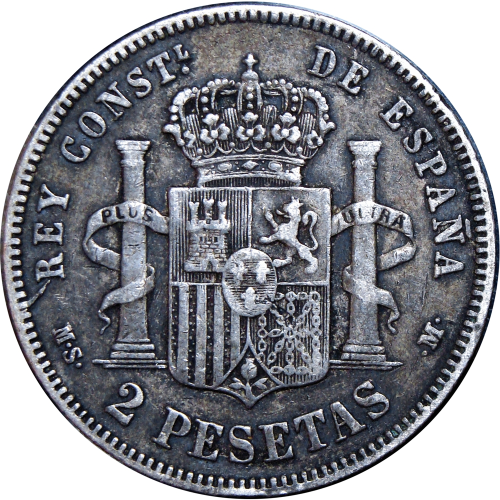 Moneda de Plata España 2 Pesetas 1882 - Rey Alfonso XII  "El Pacificador"  - Numisfila