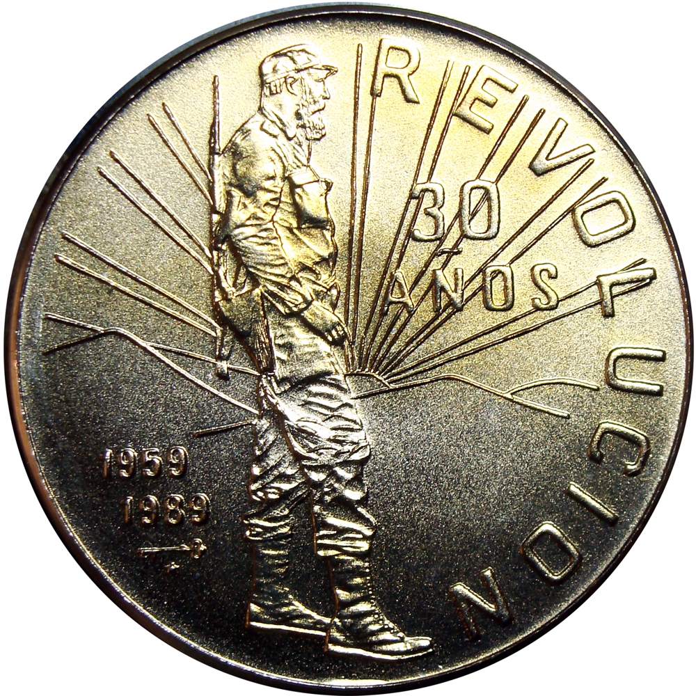 Moneda Cuba 1 Peso 1989 - Conmemorativa Fidel Castro en la Montaña 30 Años de Revolución  - Numisfila