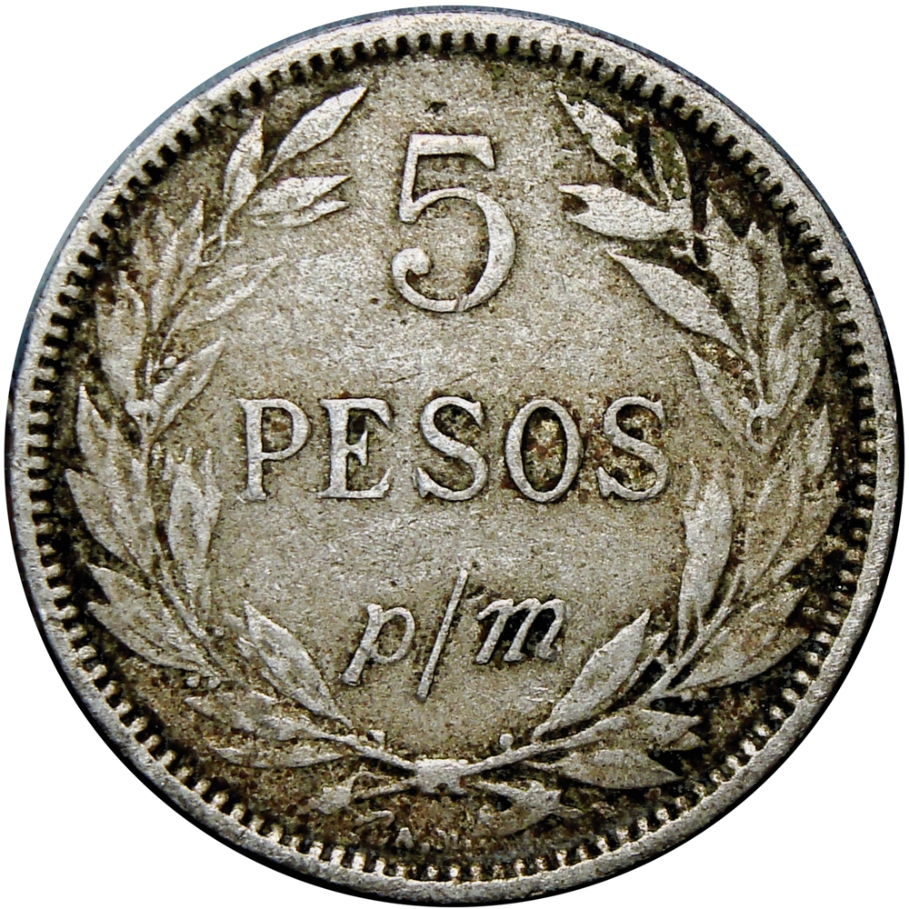 Moneda Colombia 5 Pesos Papel Moneda 1907   - Numisfila