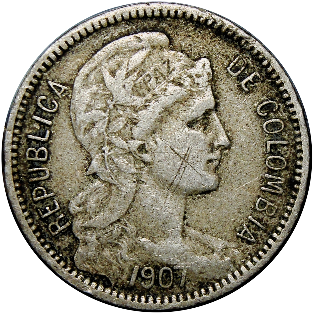 Moneda Colombia 5 Pesos Papel Moneda 1907   - Numisfila