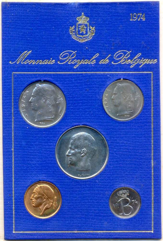 Bélgica Set 5 Monedas 1974 Texto en Francés - Numisfila