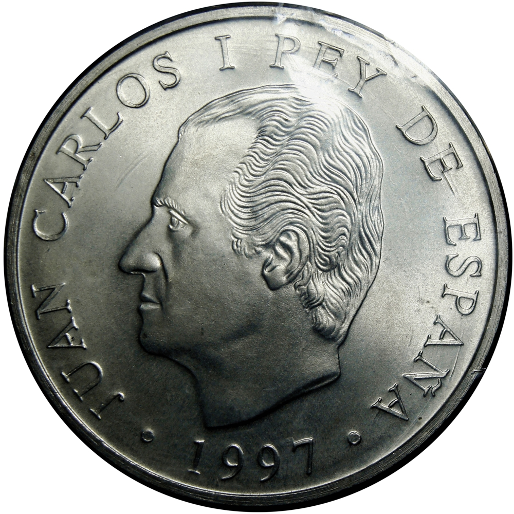 España Moneda de Plata 2000 Pesetas 1997 Don Quijote y Sancho Panza Miguel de Cervantes  - Numisfila