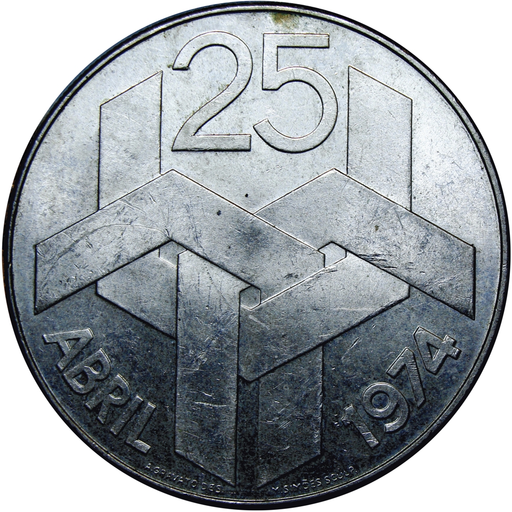 Portugal Moneda de Plata 250 Escudos 1974 Revolución de Los Claveles - Numisfila