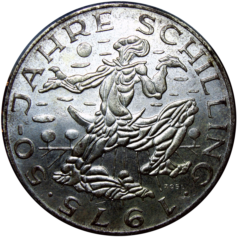 Austria Moneda de Plata 100 Schilling 1975 Chelín Asutríaco 50 Años  - Numisfila