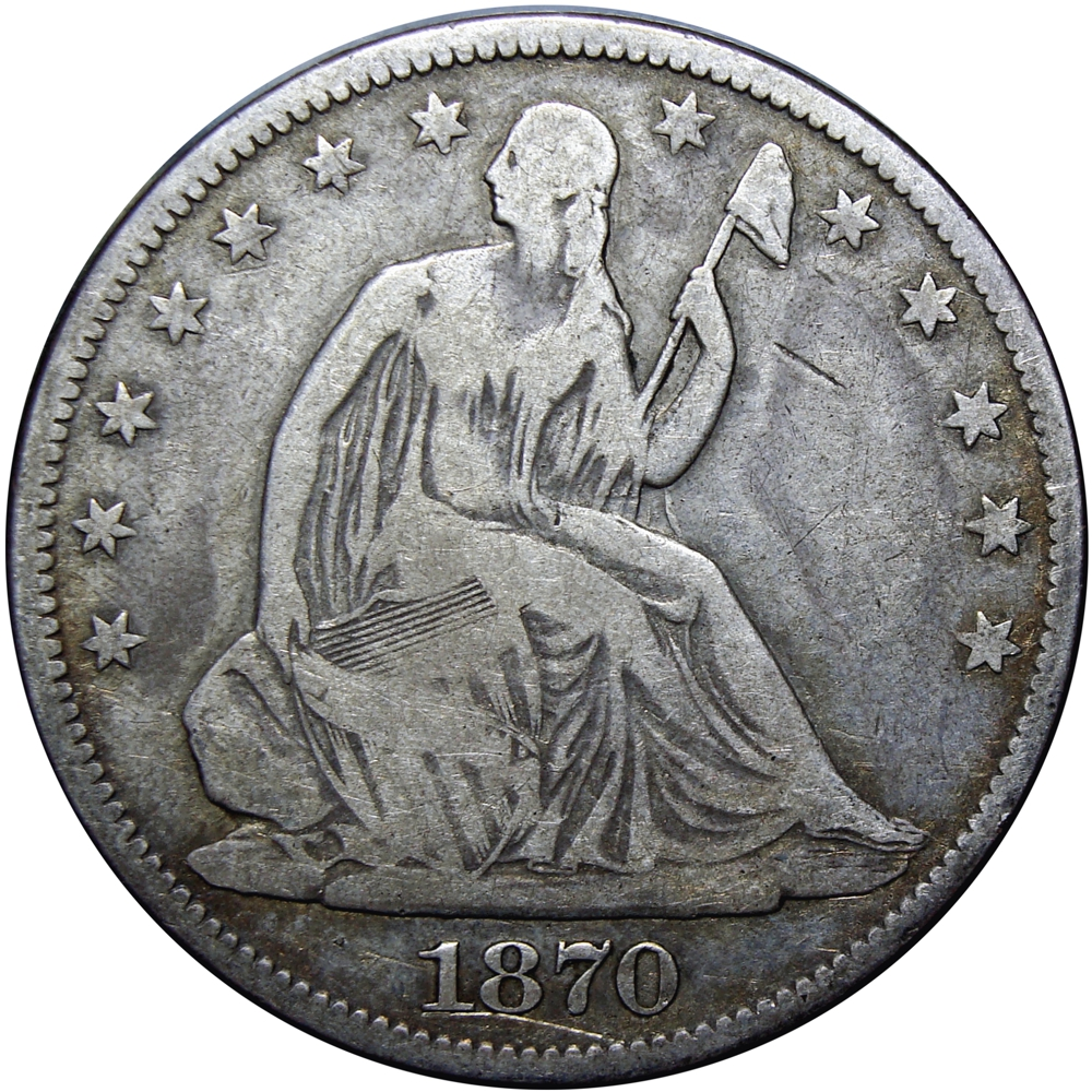EE.UU. Moneda de Plata Half - ½ Dollar 1870 P Libertad Sentada "Seated Liberty Half Dollar"  - Numisfila