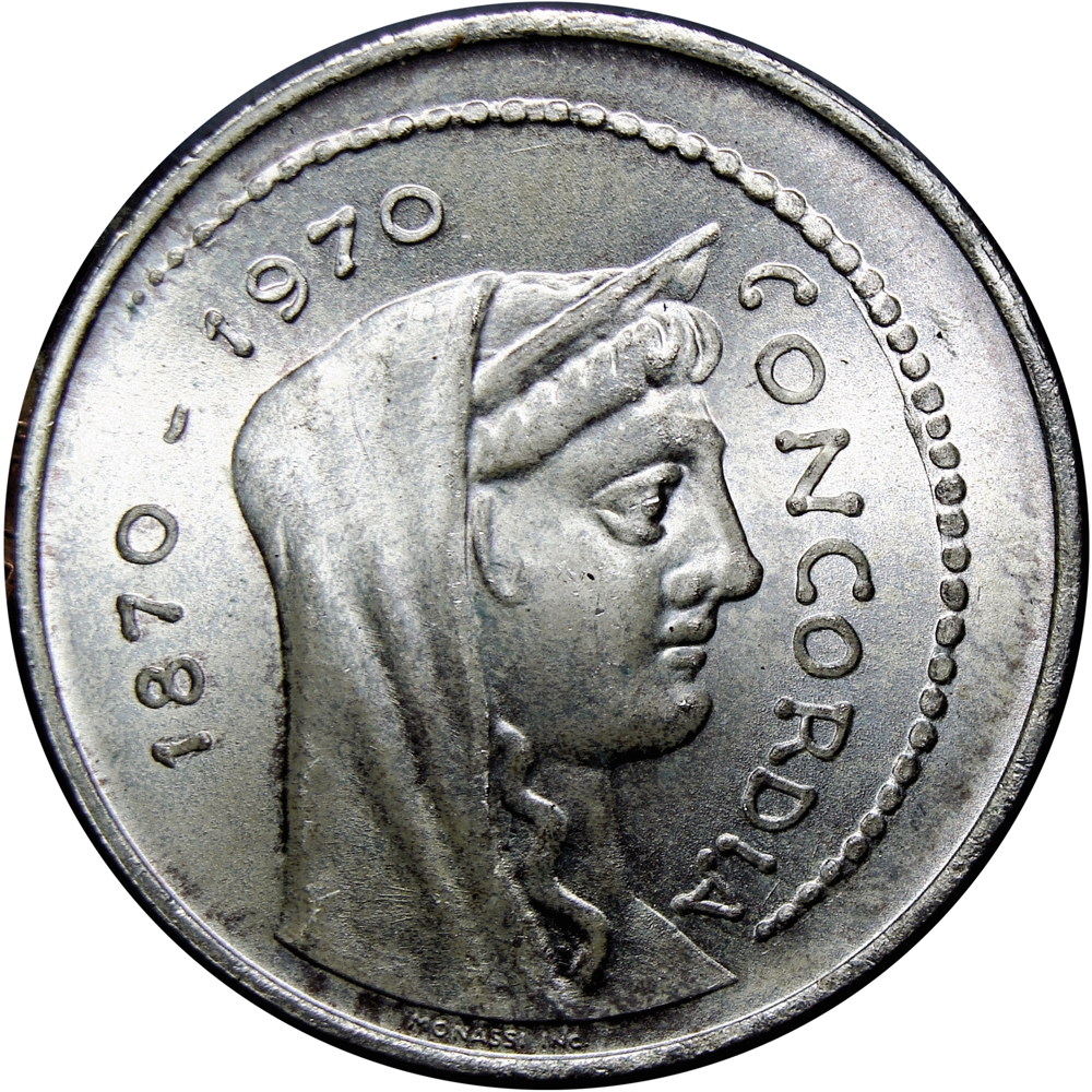 Concordia Moneda de Plata Italia 1000 Liras 1970 Centenario de Roma - Numisfila