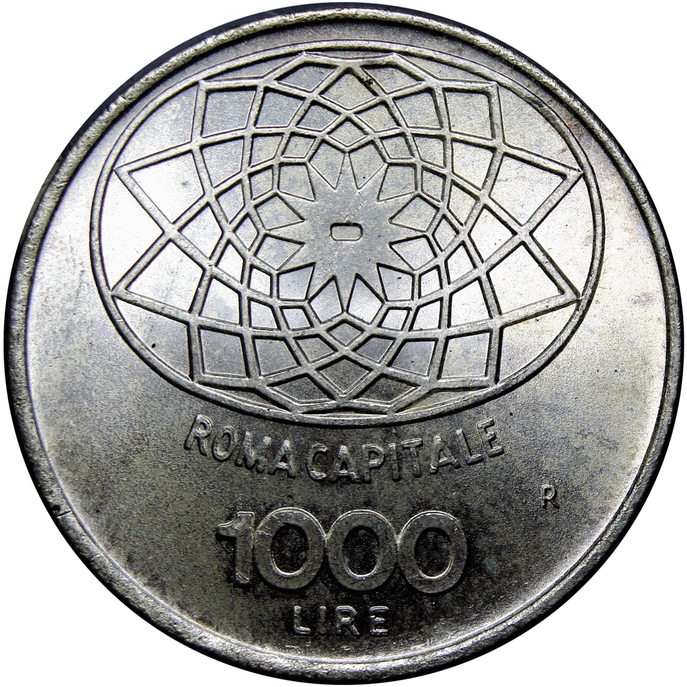 Concordia Moneda de Plata Italia 1000 Liras 1970 Centenario de Roma  - Numisfila