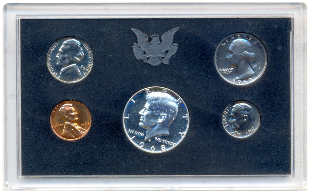 Set EE.UU. 5 Monedas Proof 1968 S en Estuche Original - Numisfila