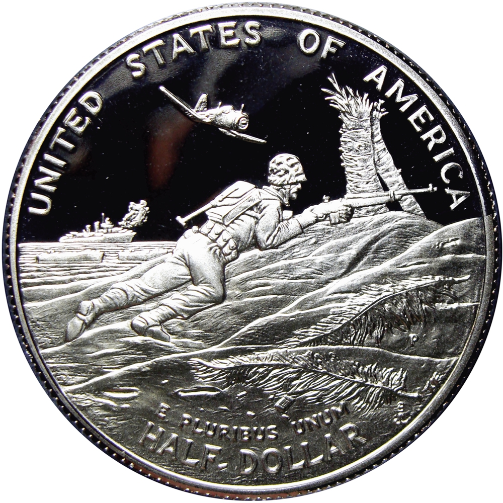EE.UU. Moneda 1993 Half Dollar 50 Aniversario de la 2da Guerra Mundial  - Numisfila