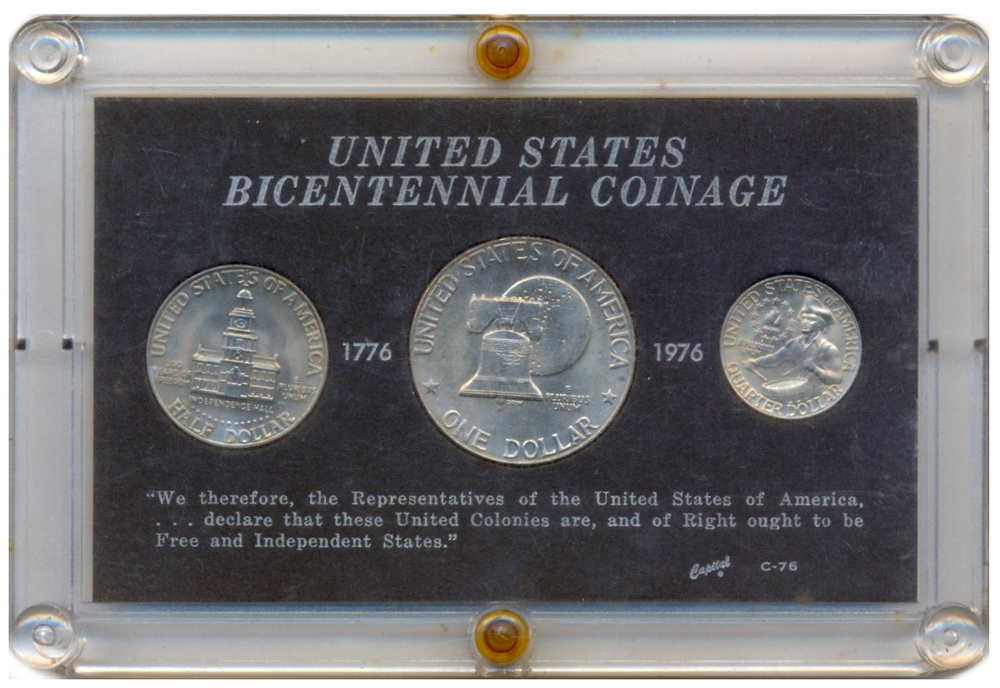 Set EE.UU. 3 Monedas Bicentenario 1776-1976 Empaque Quarter, Half y Dollar - Numisfila