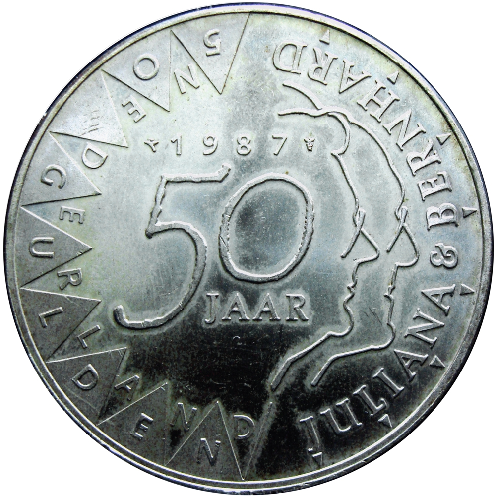 Holanda Moneda de Plata 50 Gulden 1987 Beatriz  - Numisfila