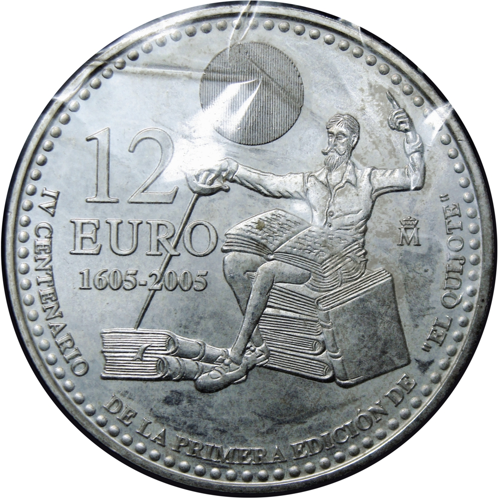 España Moneda de Plata 12 Euros 2005 "El Quijote" IV Centenario de 1ra Edición - Numisfila