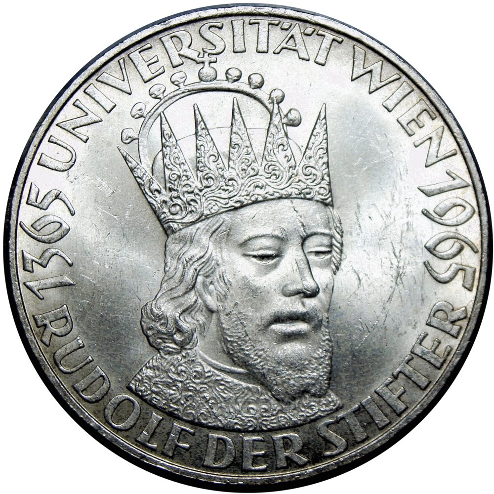 Austria Moneda de Plata 50 Schilling 1965 Universidad de Viena 600 Años - Numisfila
