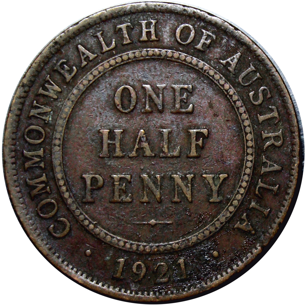 Australia Moneda de Bronce One Half Penny 1921 Jorge V - Numisfila