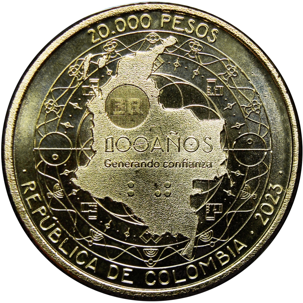 Colombia Moneda 20.000 Pesos 2023 Banco de la República 100 Años  - Numisfila
