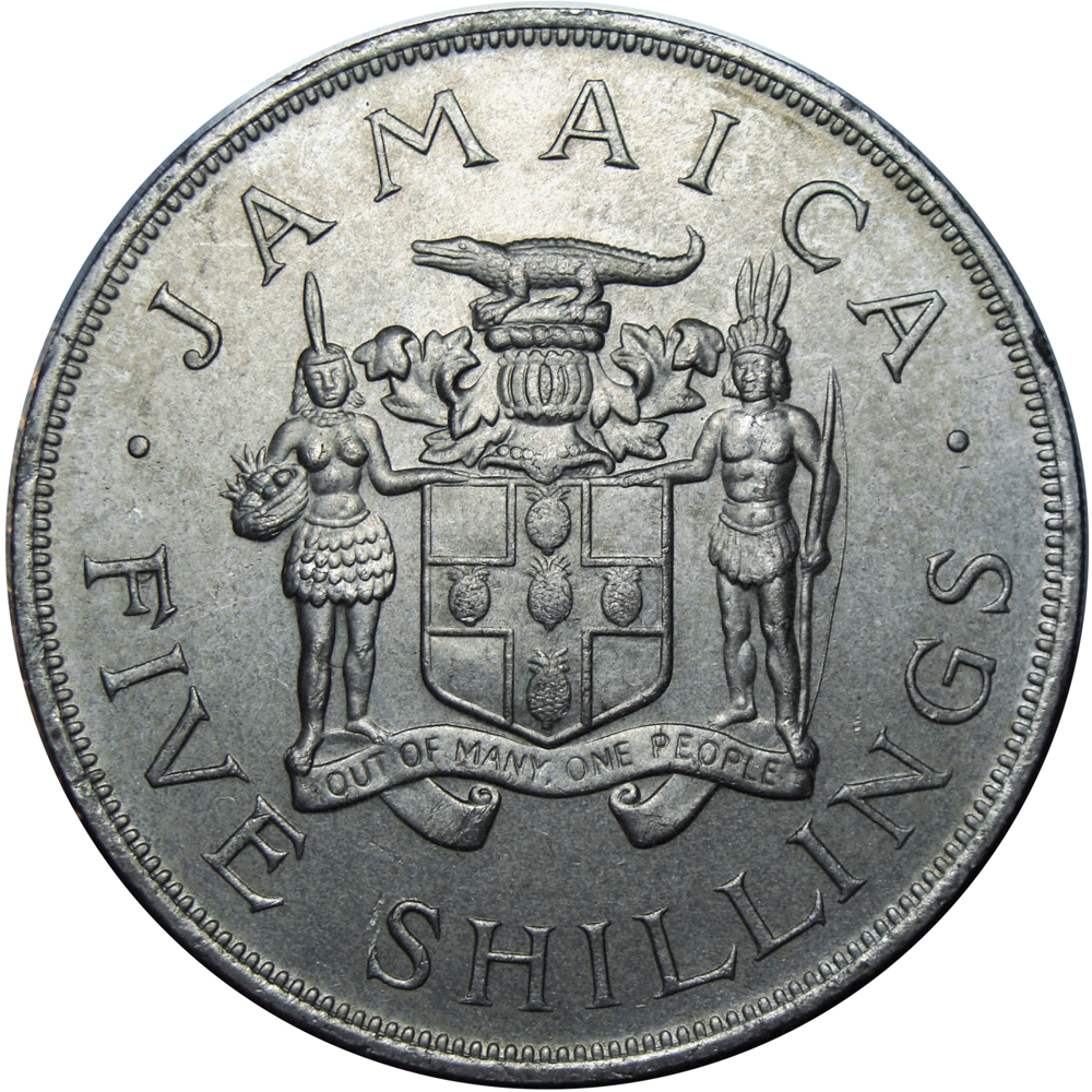 Moneda Jamaica 5 Shilling 1966 Juegos Commonwealth - Numisfila