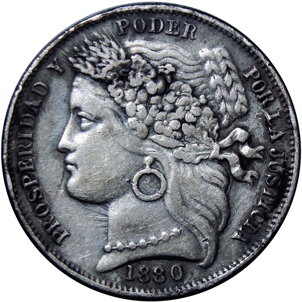 Perú Moneda de Plata Una Peseta 1880 B. - Numisfila