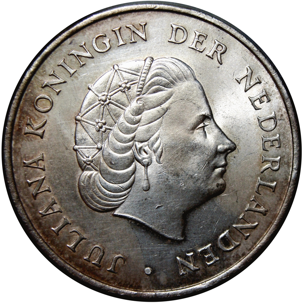 Antillas Holandesas Moneda de Plata 2 ½ Gulden 1964 Juliana  - Numisfila