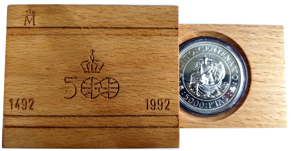 España Moneda de Plata 5000 Pesetas 1989 Carabela V Centenario  - Numisfila