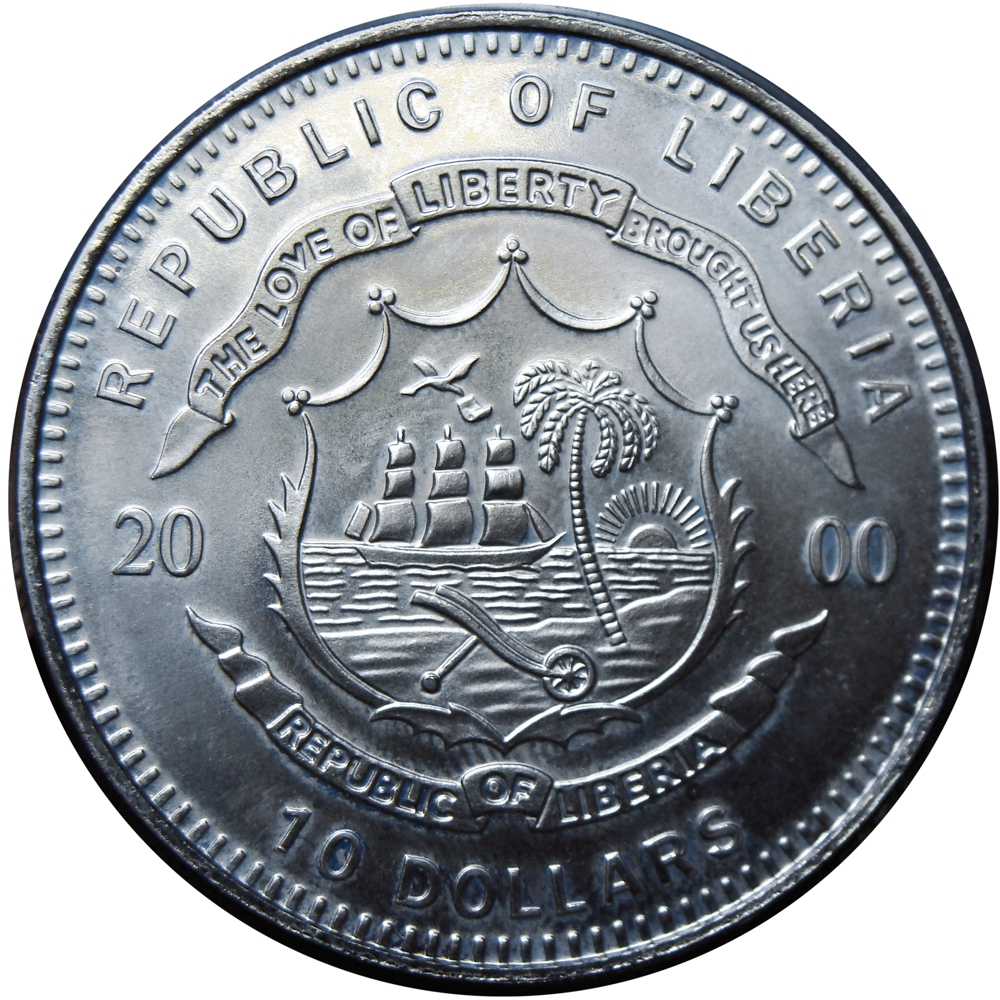 Liberia Moneda 10 Dollars 2000 Estatua de La Libertad Holográfica  - Numisfila