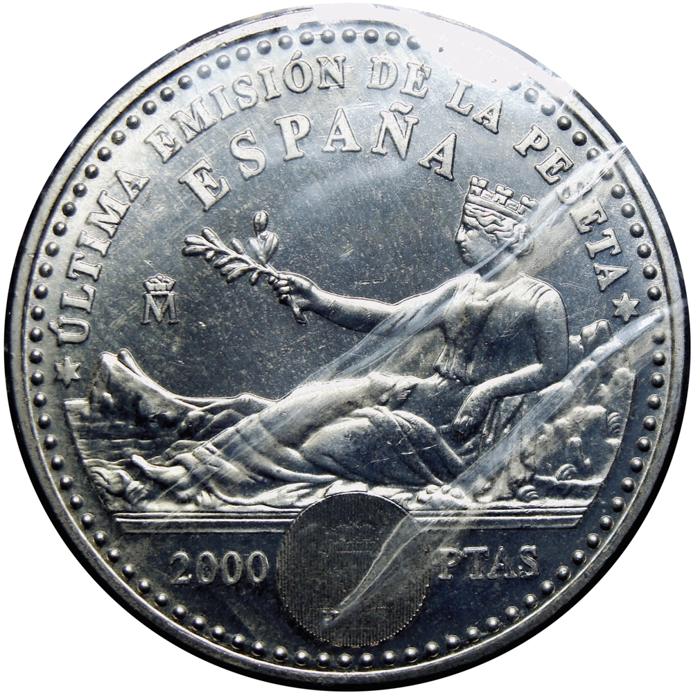 España Moneda de Plata 2000 Pesetas 2001 Última Emisión Peseta - Numisfila