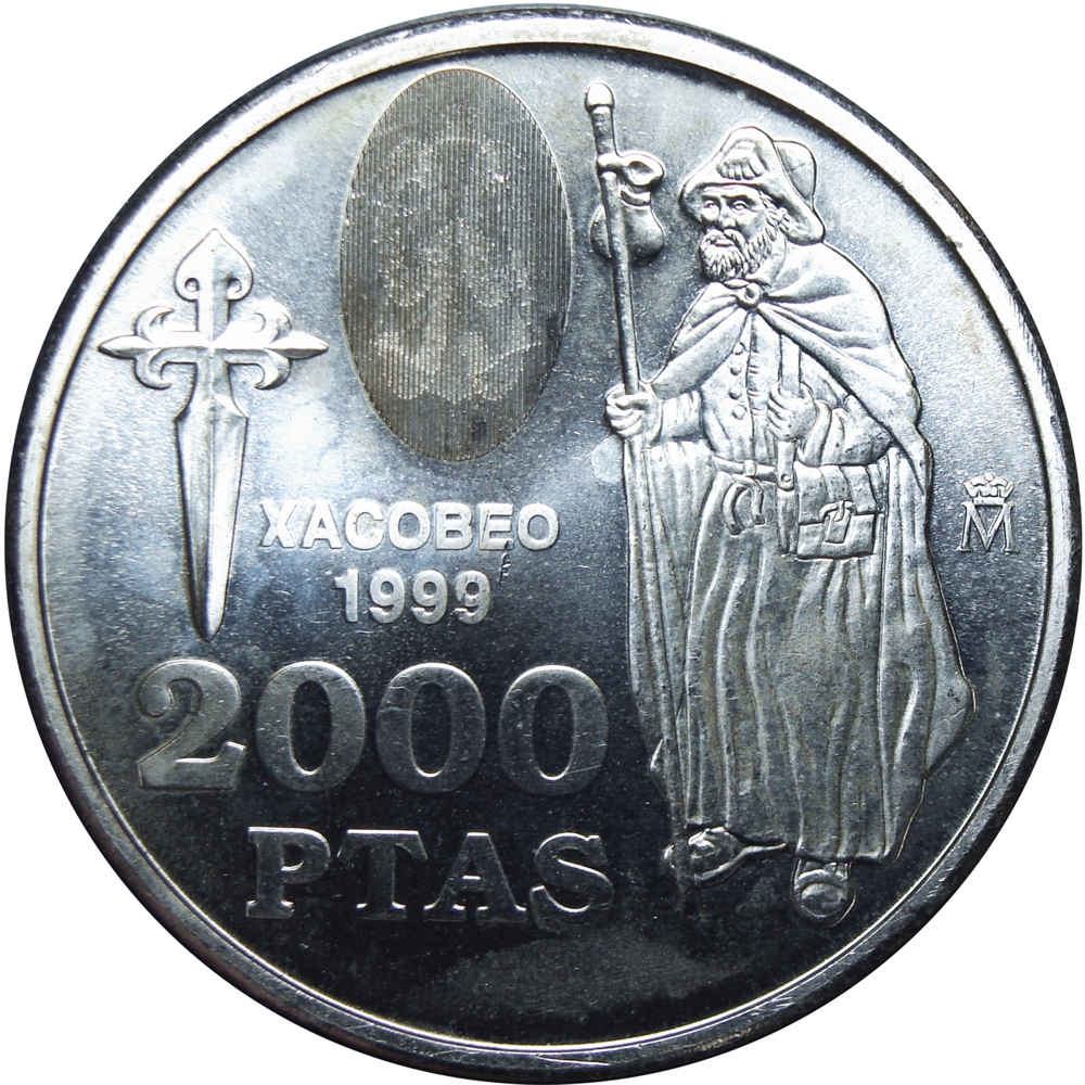 España Moneda de Plata Año Santo Jacobeo 2000 Pesetas 1999 - Numisfila
