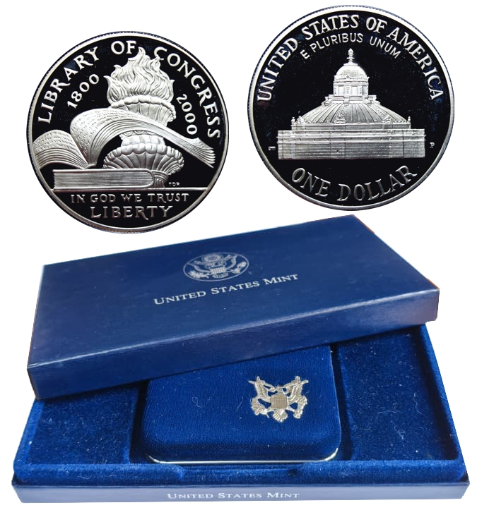 EE.UU. Moneda de Plata Dollar 2000 P Biblioteca Congreso - Numisfila
