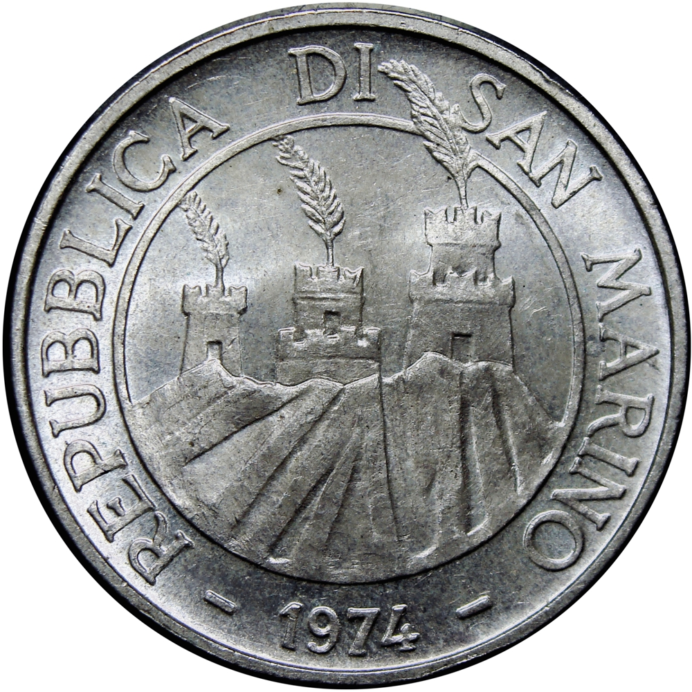 San Marino Moneda de Plata 500 Liras 1974 Palomas - Numisfila