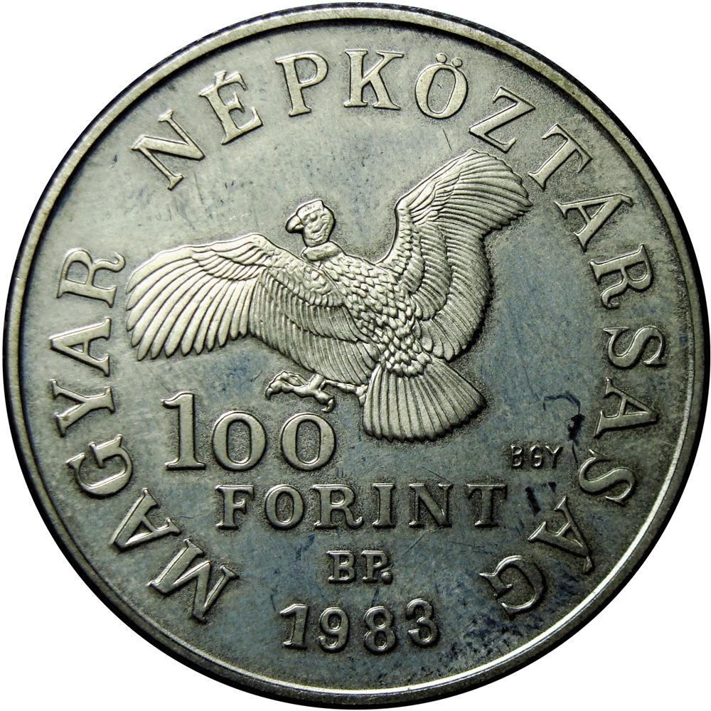 Moneda Hungria 100 Florint 1983 Simón Bolívar 200 Años Nacimiento   - Numisfila