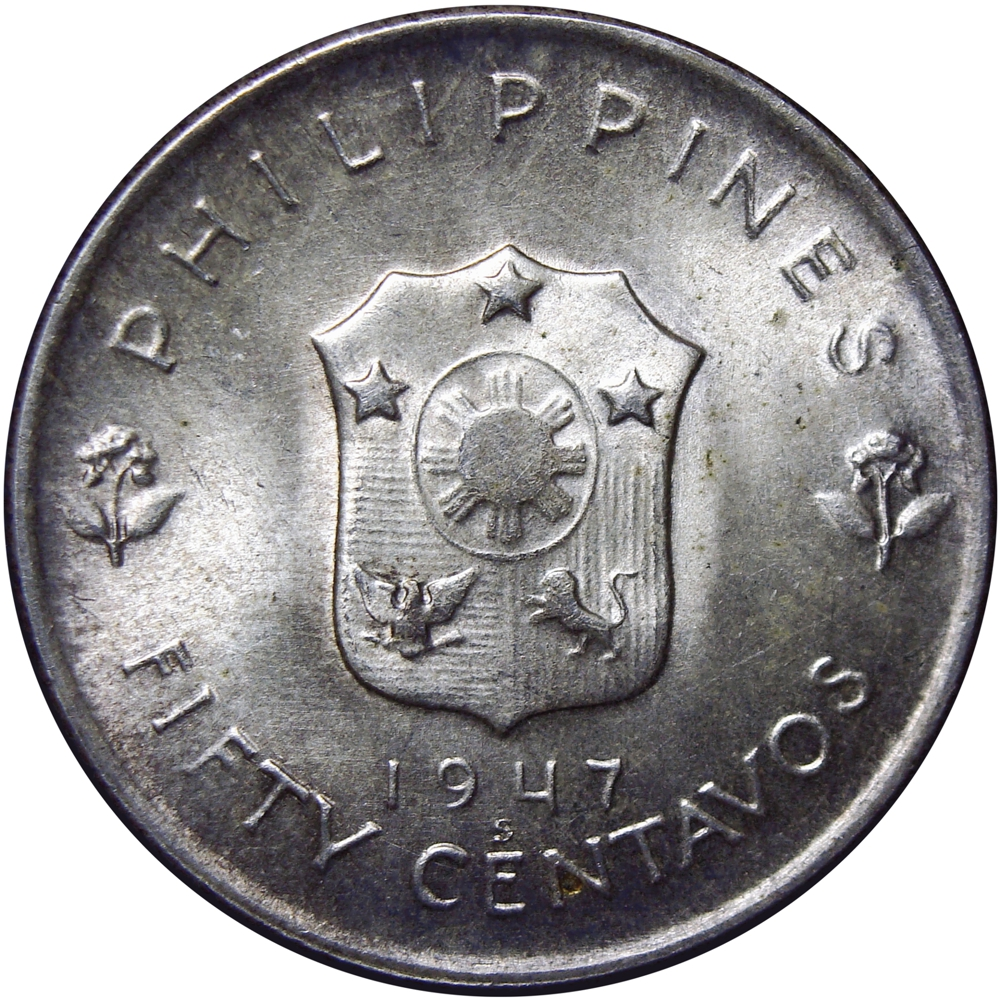 Filipinas Moneda de Plata 50 - Fifty Centavos 1947  - Numisfila