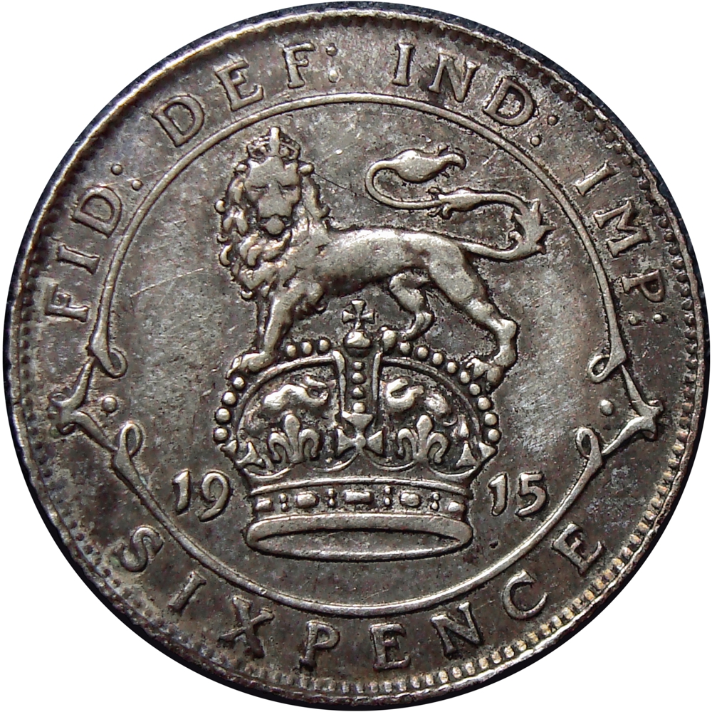 Reino Unido Moneda de Plata Six Pence 1915 George V - Numisfila