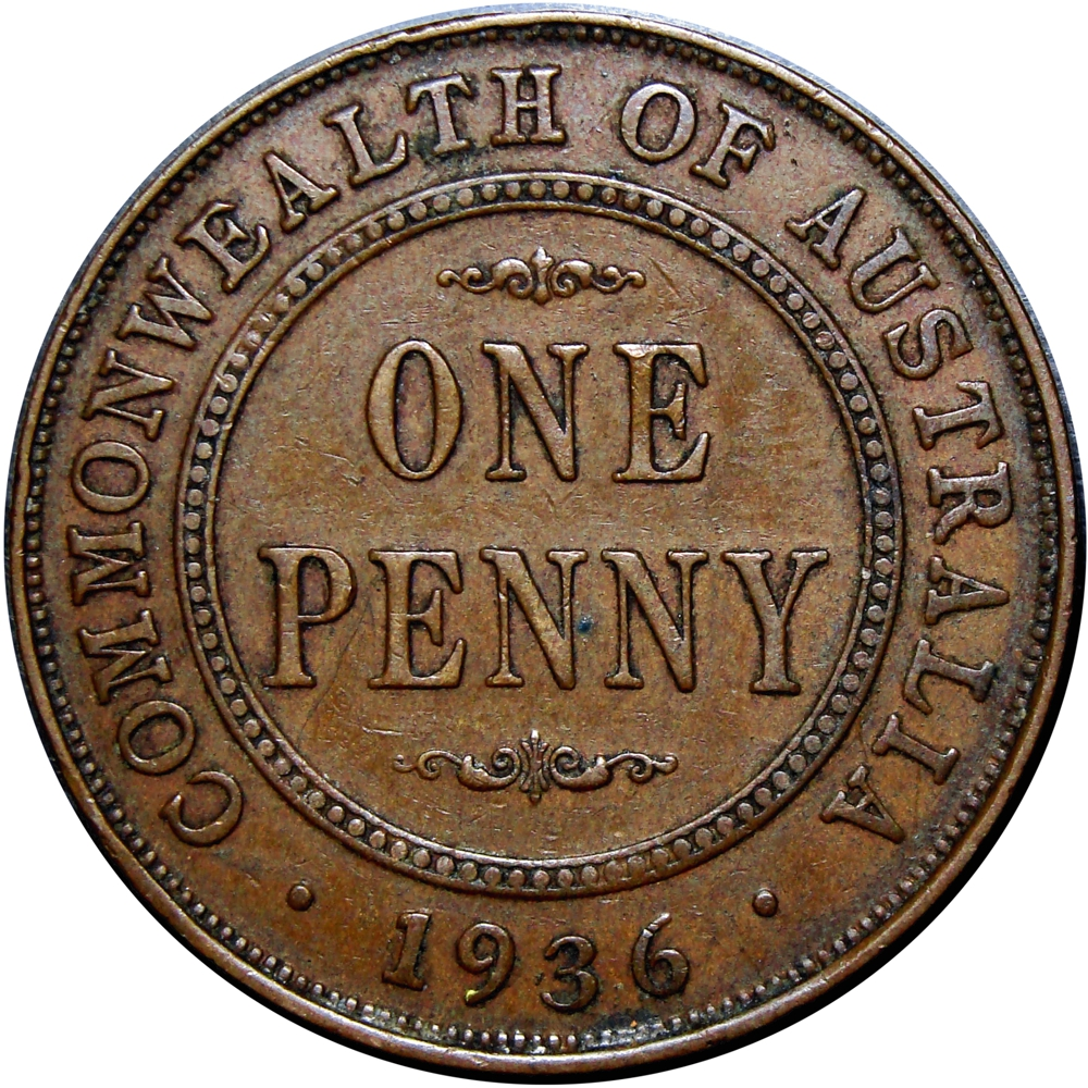 Australia Moneda de Bronce One Penny 1936 Jorge V - Numisfila