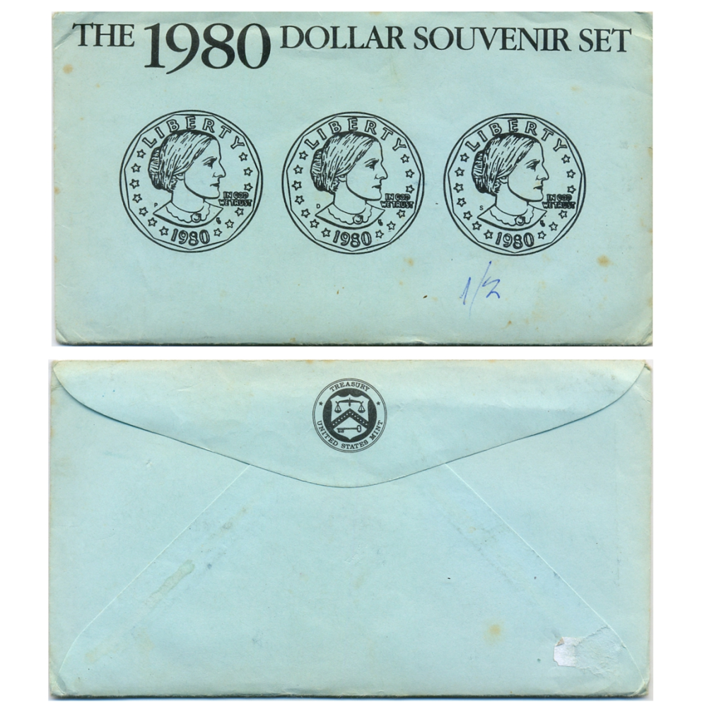 EE.UU. Set Trío Monedas Dollar 1980 Susan Anthony Cecas D, P y S  - Numisfila