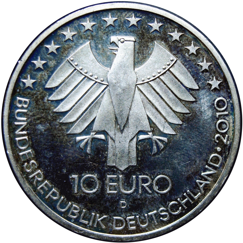 Alemania Moneda de Plata 10 Euro 2010 Ferrocarriles Alemanes 175 Años   - Numisfila