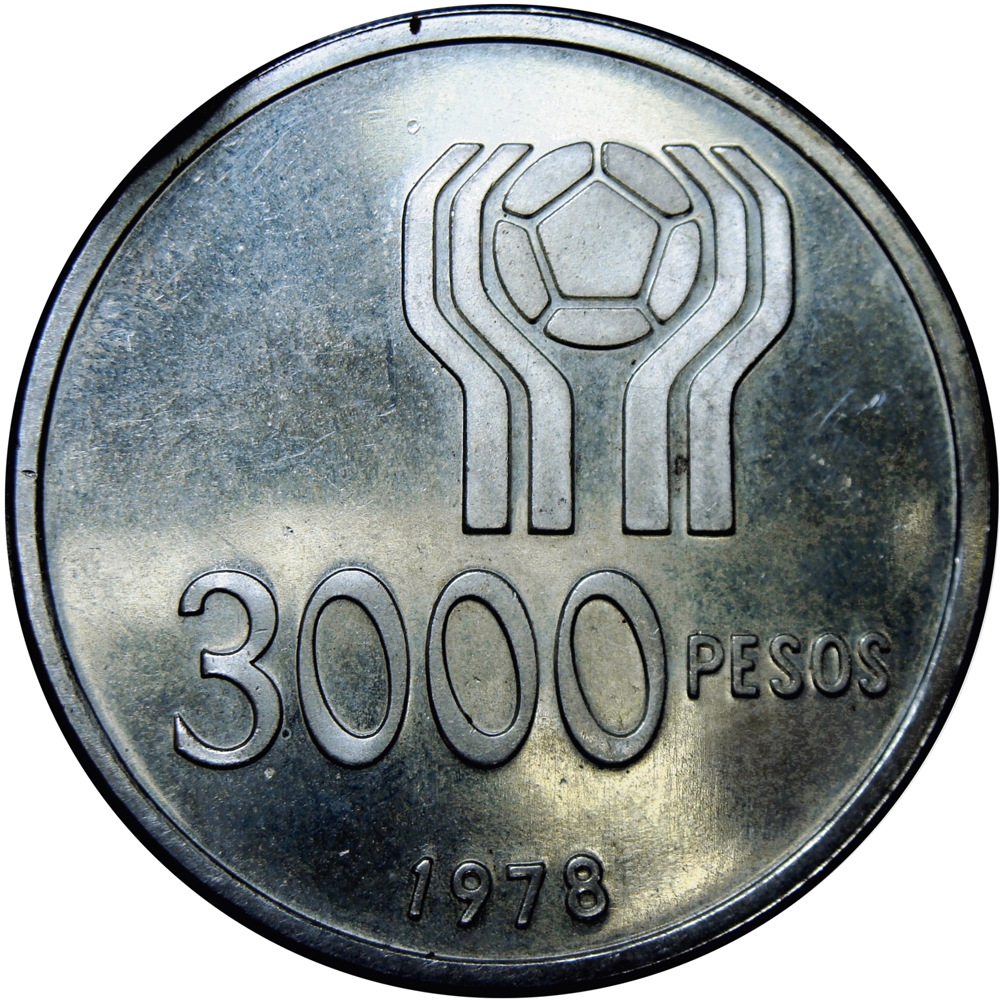 Argentina Moneda de Plata 3000 Pesos 1978 Copa Fútbol  - Numisfila