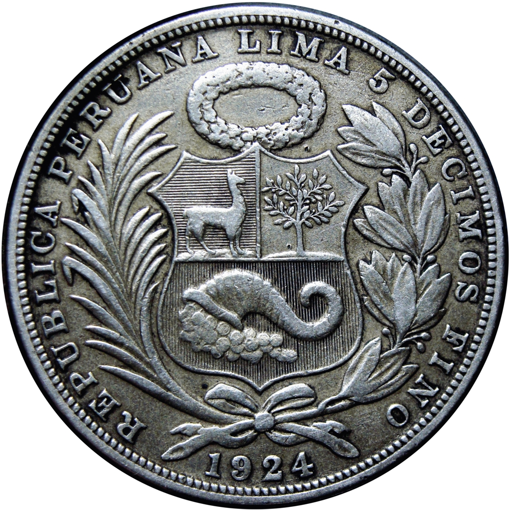 Perú Moneda Plata Un Sol 1924 Libertad - Leyenda Pequeña  - Numisfila