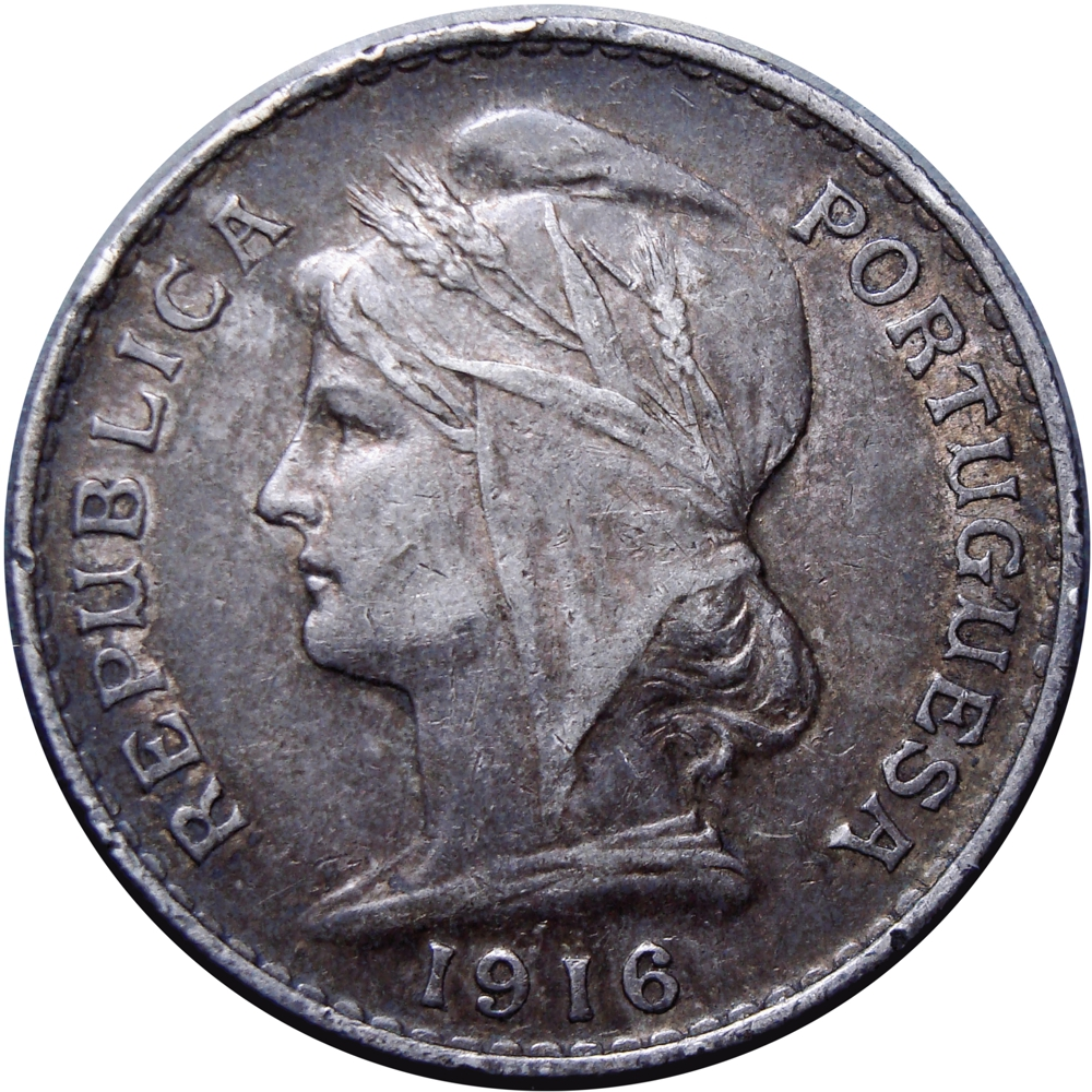 Portugal Moneda de Plata 1 Escudo 1916 La Libertad - Numisfila