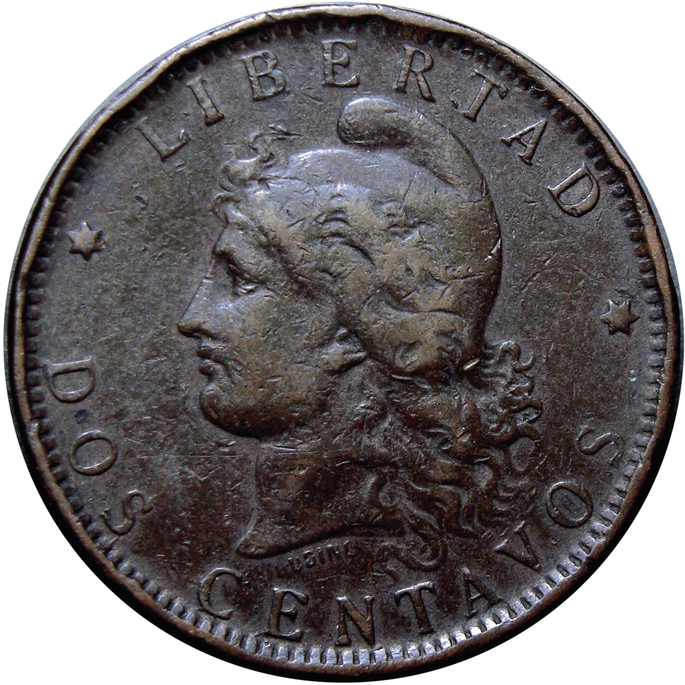 Moneda Argentina Dos Centavos 1891 Libertad Oudiné - Numisfila