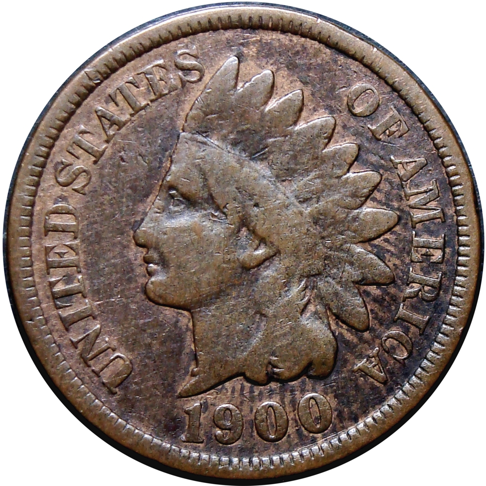 EE. UU. Moneda de Cobre One Cent 1900 Cabeza de Indio - Numisfila