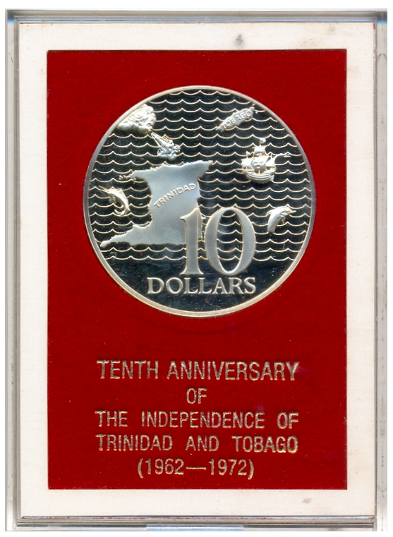 Trinidad y Tobago Moneda de Plata 10 Dollars 1972 Aniversario 10 Independencia - Numisfila
