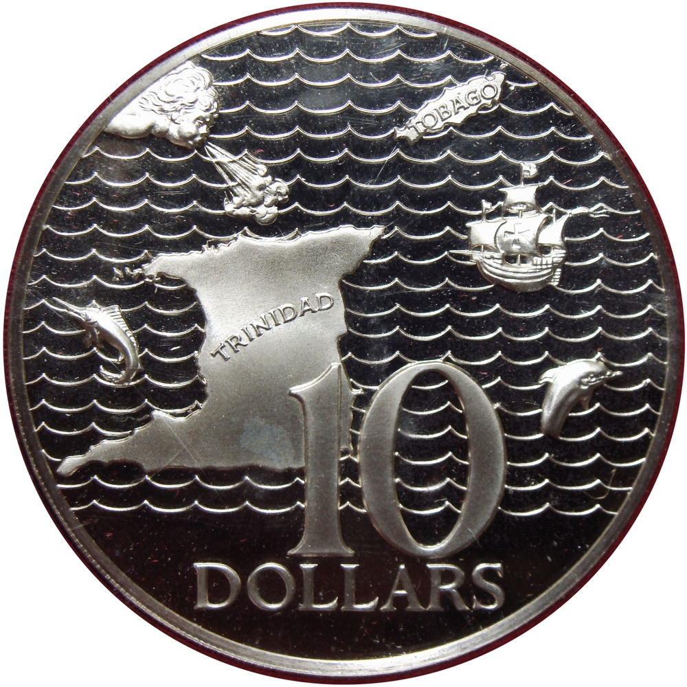 Trinidad y Tobago Moneda de Plata 10 Dollars 1972 Aniversario 10 Independencia  - Numisfila