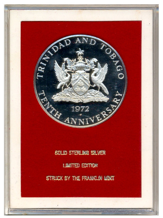 Trinidad y Tobago Moneda de Plata 10 Dollars 1972 Aniversario 10 Independencia  - Numisfila