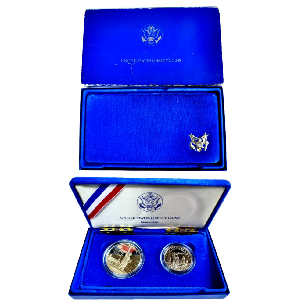 EE. UU. Monedas Proof 1 Dollar y Hald Dollar Set Liberty 1986 S - Numisfila
