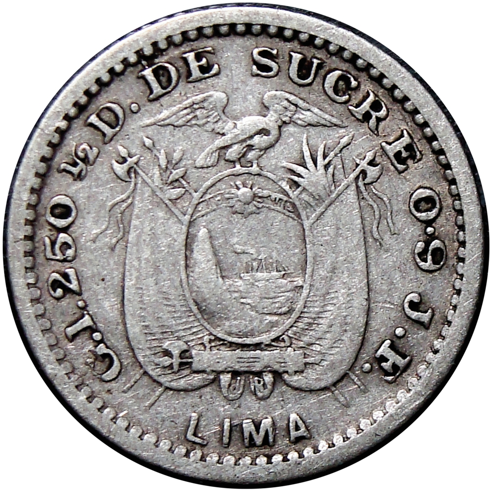 Ecuador Moneda de Plata ½ Décimo de Sucre 1897 Lima  - Numisfila