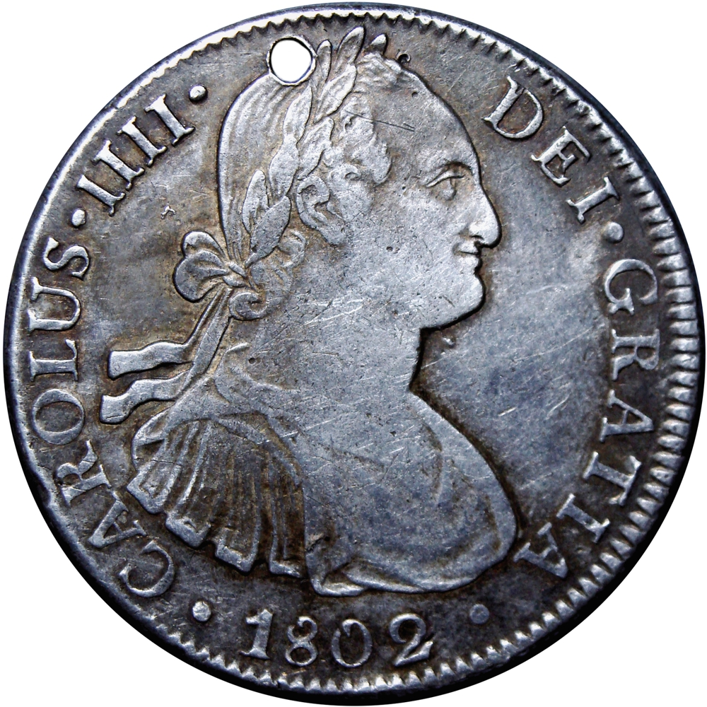 México Moneda de Plata 8 Reales 1802 F.T. Carlos IV - Numisfila
