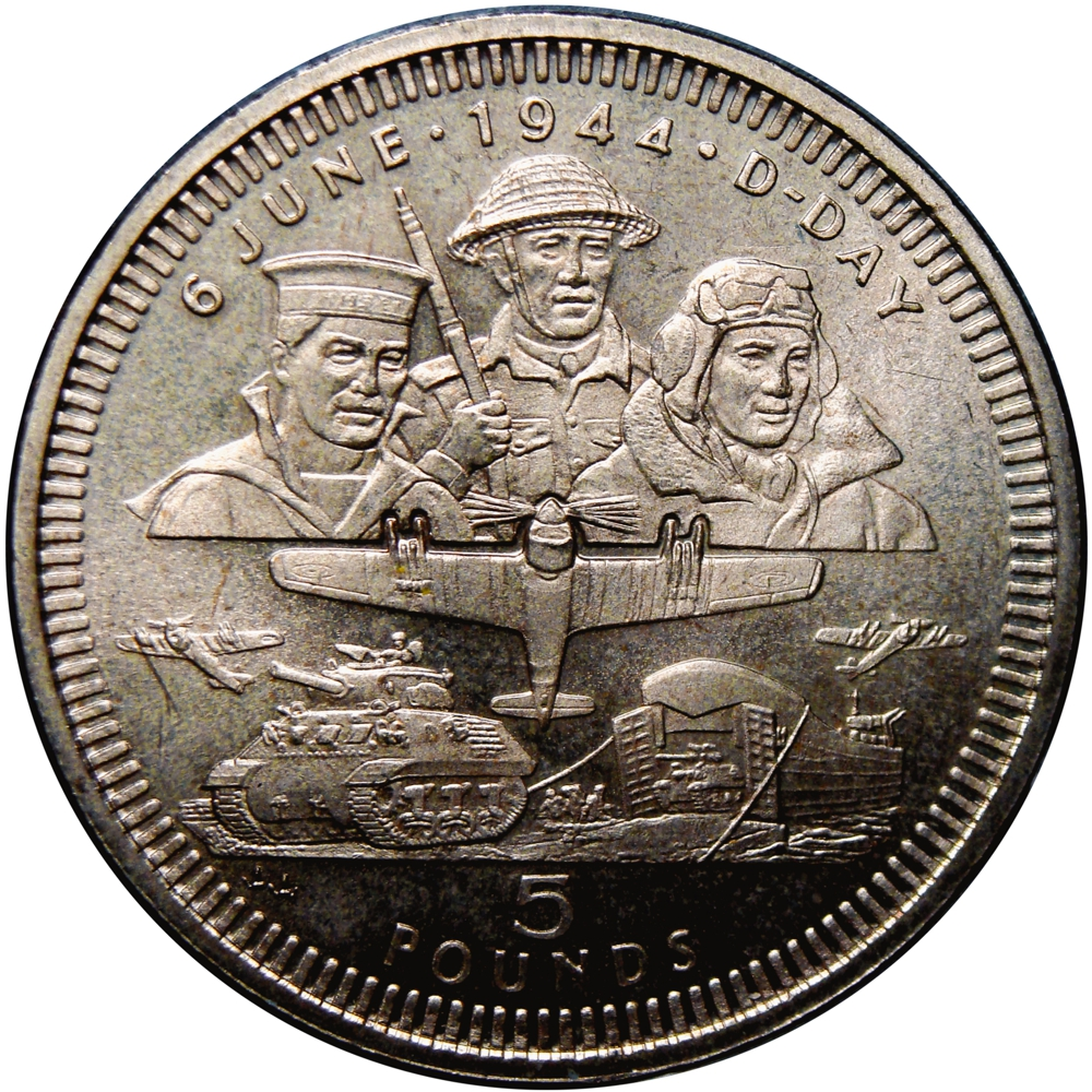 Gibraltar Moneda de Virenium 5 Pounds 1994 Aniversario 50º del Día D - Numisfila