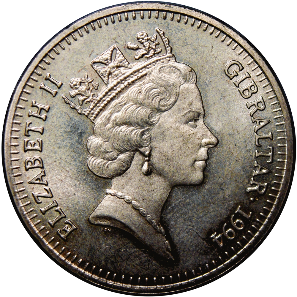 Gibraltar Moneda de Virenium 5 Pounds 1994 Aniversario 50º del Día D  - Numisfila