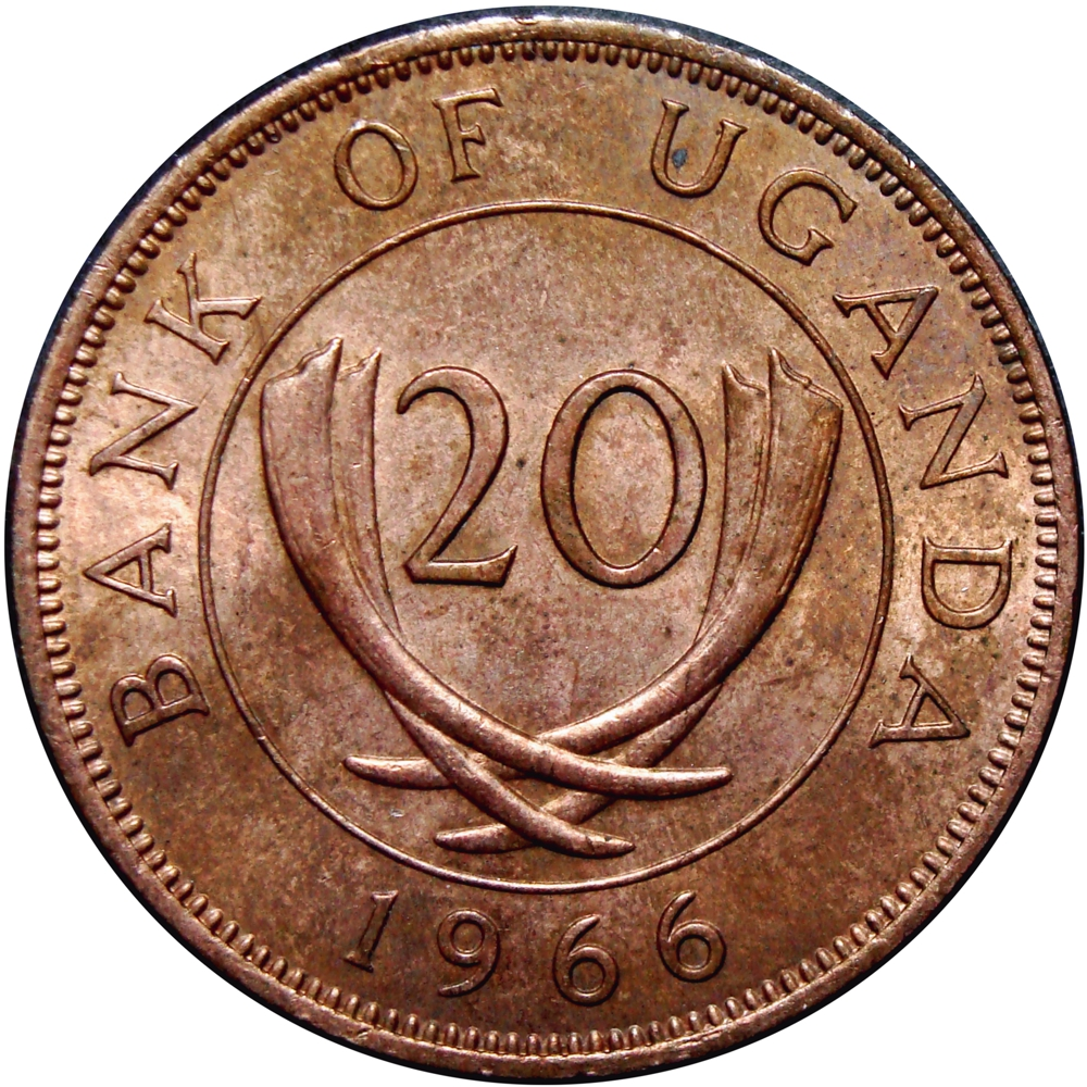 Uganda Moneda de Bronce 20 Cents 1966 - Numisfila